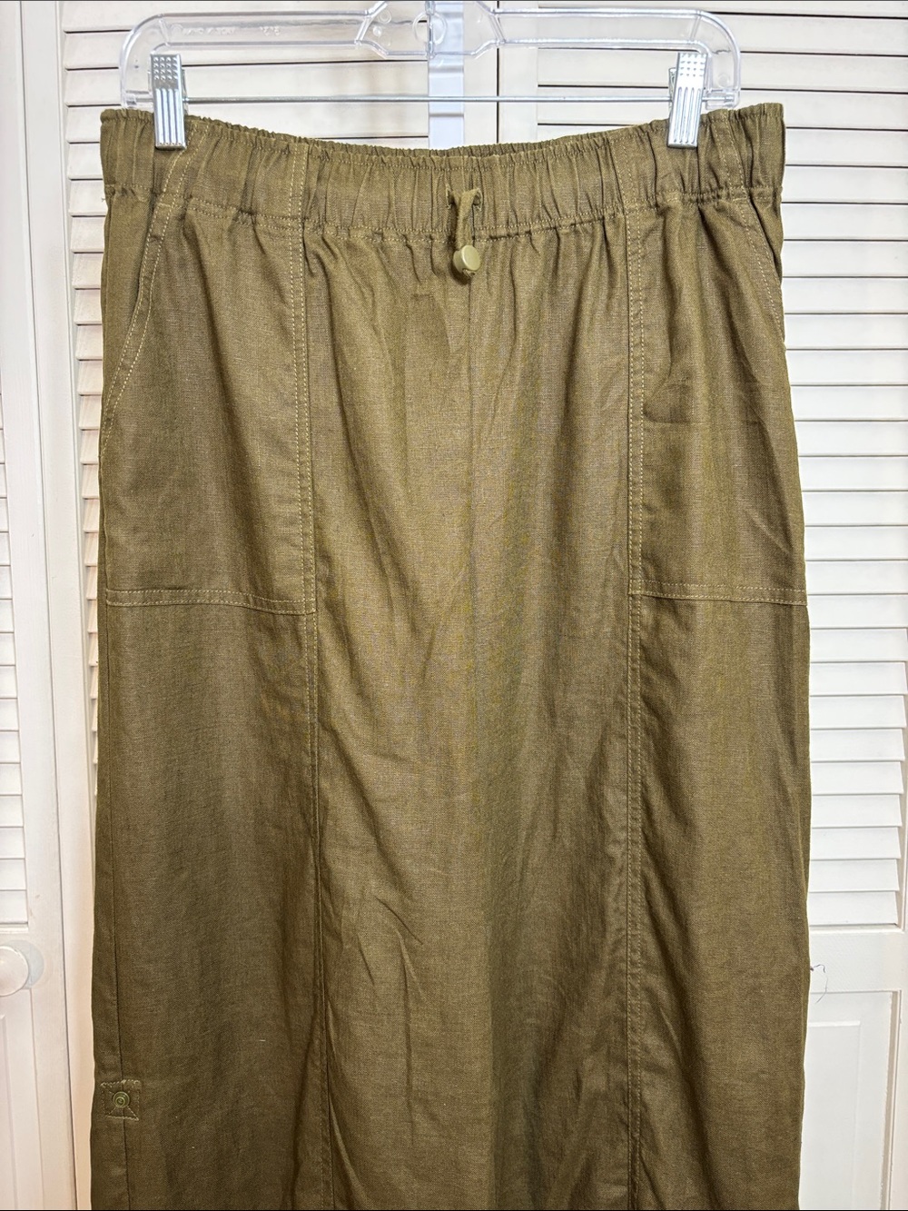 Reformation Olive Green Declan Wide Leg Pants with Convertible Length Medium - Picture 8 of 16